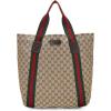 imageWHAT GOES AROUND COMES AROUND Womens PreLoved Gucci Brown Canvas Flat Web Tote
