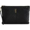 imageWHAT GOES AROUND COMES AROUND Womens PreLoved Yves Saint Laurent Black Calfskin Monogram Wristlet PouchBlack