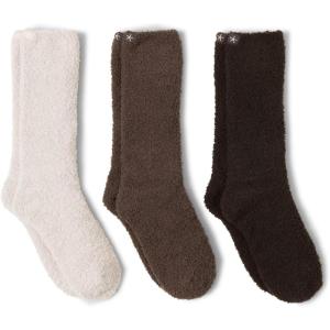 Barefoot Dreams Women’s CozyChic 3 Pair Socks Set(Espresso Multi)