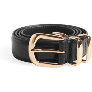 Favorite Daughter Women’s The Jordan Croc Embossed Belt(Black/ Gold)