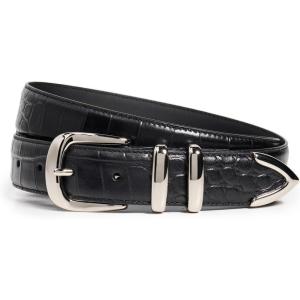 Favorite Daughter Women’s The Jordan Croc Embossed Belt(Black/Nickel)