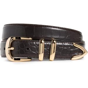 Favorite Daughter Women’s The Jordan Croc Embossed Belt(Dk. Brown/Gold)