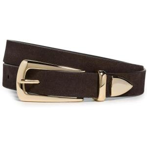 Favorite Daughter Women’s The Suede Statement Belt(Chocolate/Gold)