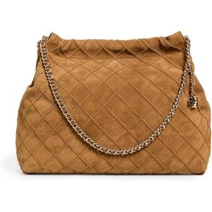 Tory Burch Women’s Fleming Suede Hobo Bag(Chicory Brown)