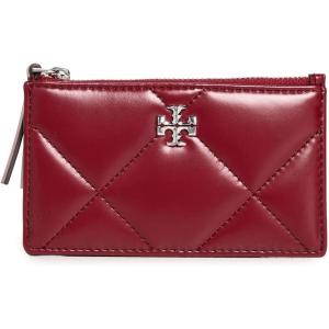 Tory Burch Women’s Kira Diamond Quilt Zip Card Case(Red)