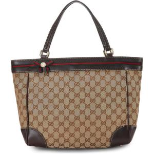 WHAT GOES AROUND COMES AROUND Women’s Pre-Loved Gucci Brown Canvas Mayfair Tote(Brown)