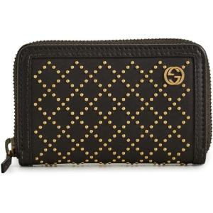 WHAT GOES AROUND COMES AROUND Women’s Pre-Loved Gucci Brown Studded Zip Around Coin Purse(Brown)