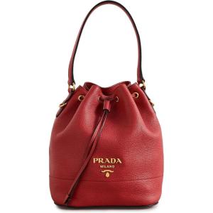 WHAT GOES AROUND COMES AROUND Women’s Pre-Loved Prada Vitello Daino Convertible Drawstring Bucket Bag(Red)
