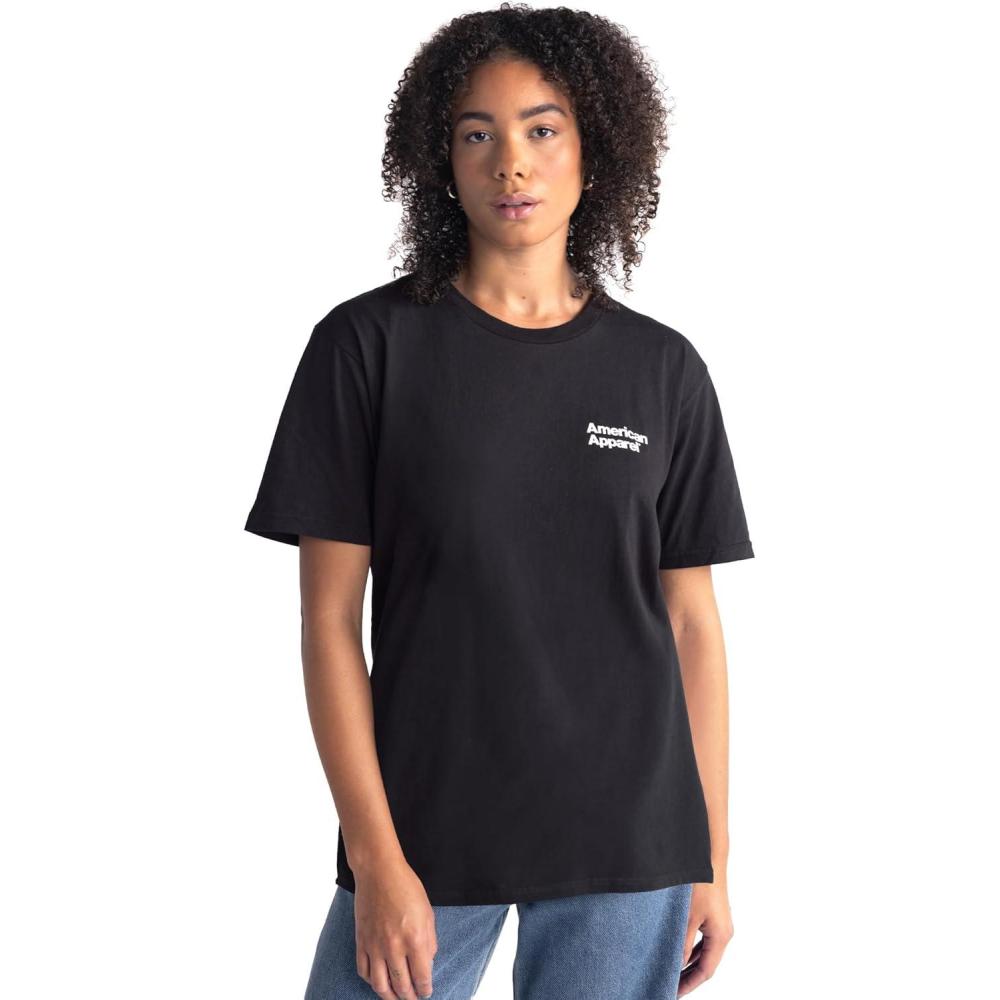 imageAmerican Apparel UnisexAdult Fine Jersey TShirt Style G2001 MultipackBlack  White Logo Left Print  1pack