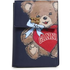 Ganni Women’s Travel Bear Wallet, Black/Iris, One Size(Black/Iris)