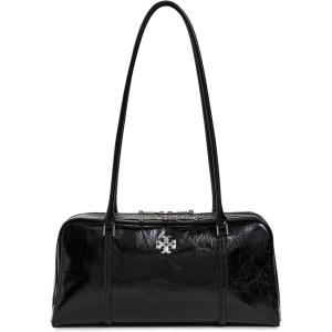 Tory Burch Women’s Crinkle Leather Small Marshmallow Satchel(Black)