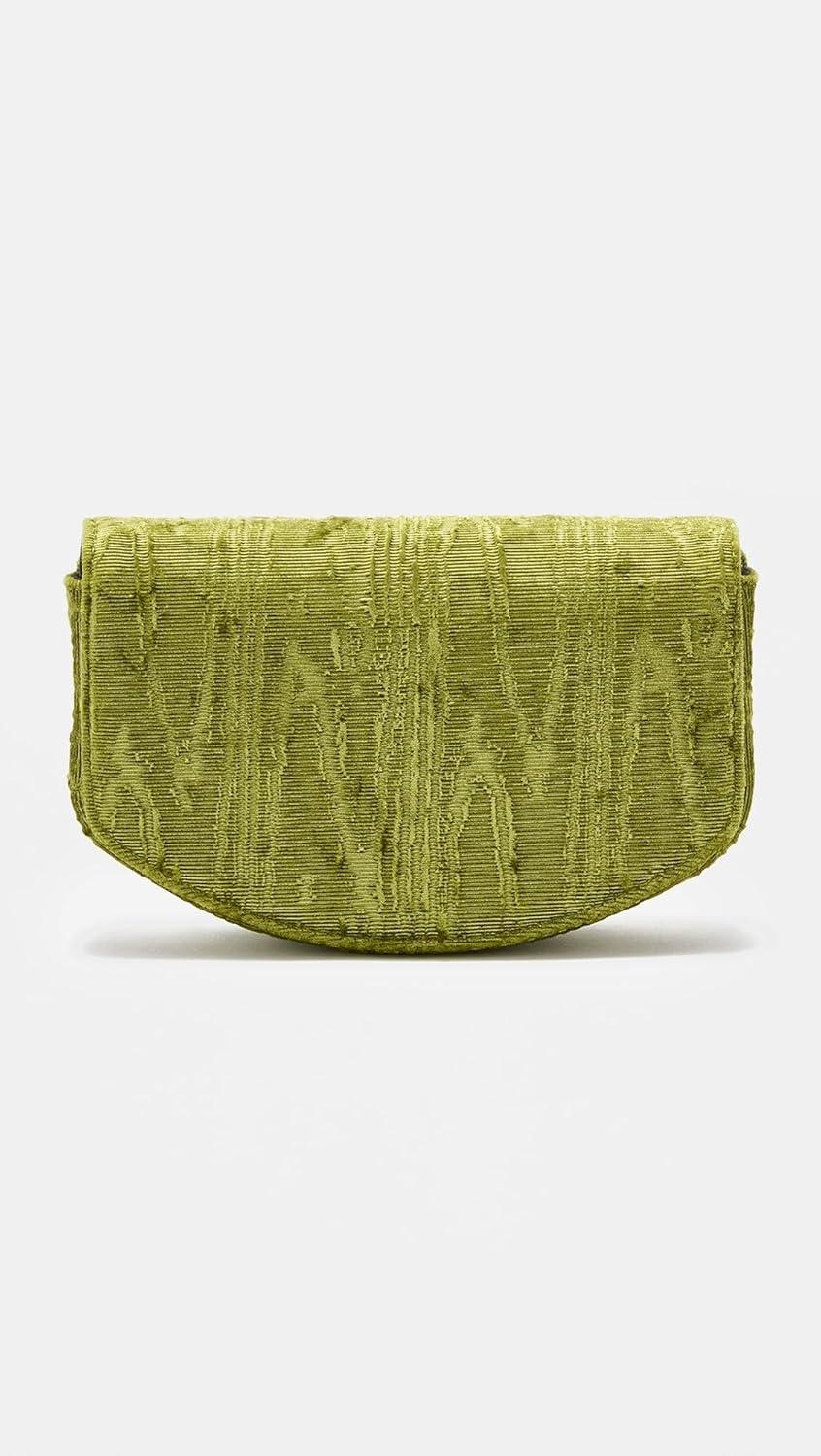 imageGanni Womens Lulu Wallet On Chain Velvet Moire Spinach Green One SizeSpinach Green