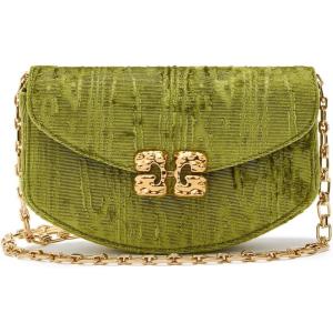 Ganni Women’s Lulu Wallet On Chain Velvet Moire, Spinach Green, One Size(Spinach Green)