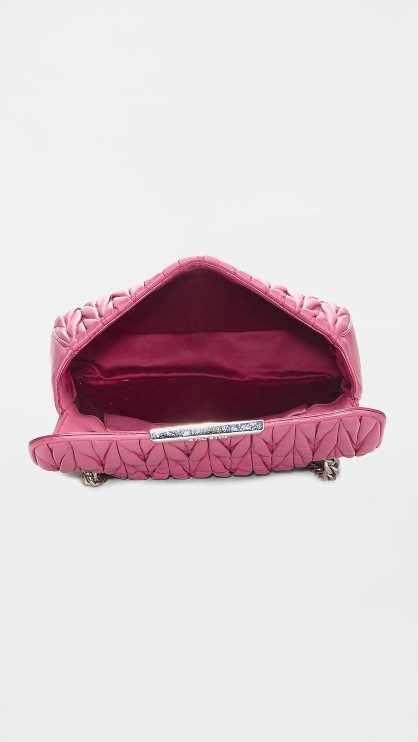 imageWHAT GOES AROUND COMES AROUND Womens PreLoved Miu Miu Pink Nappa Chain Flap Shoulder BagPink