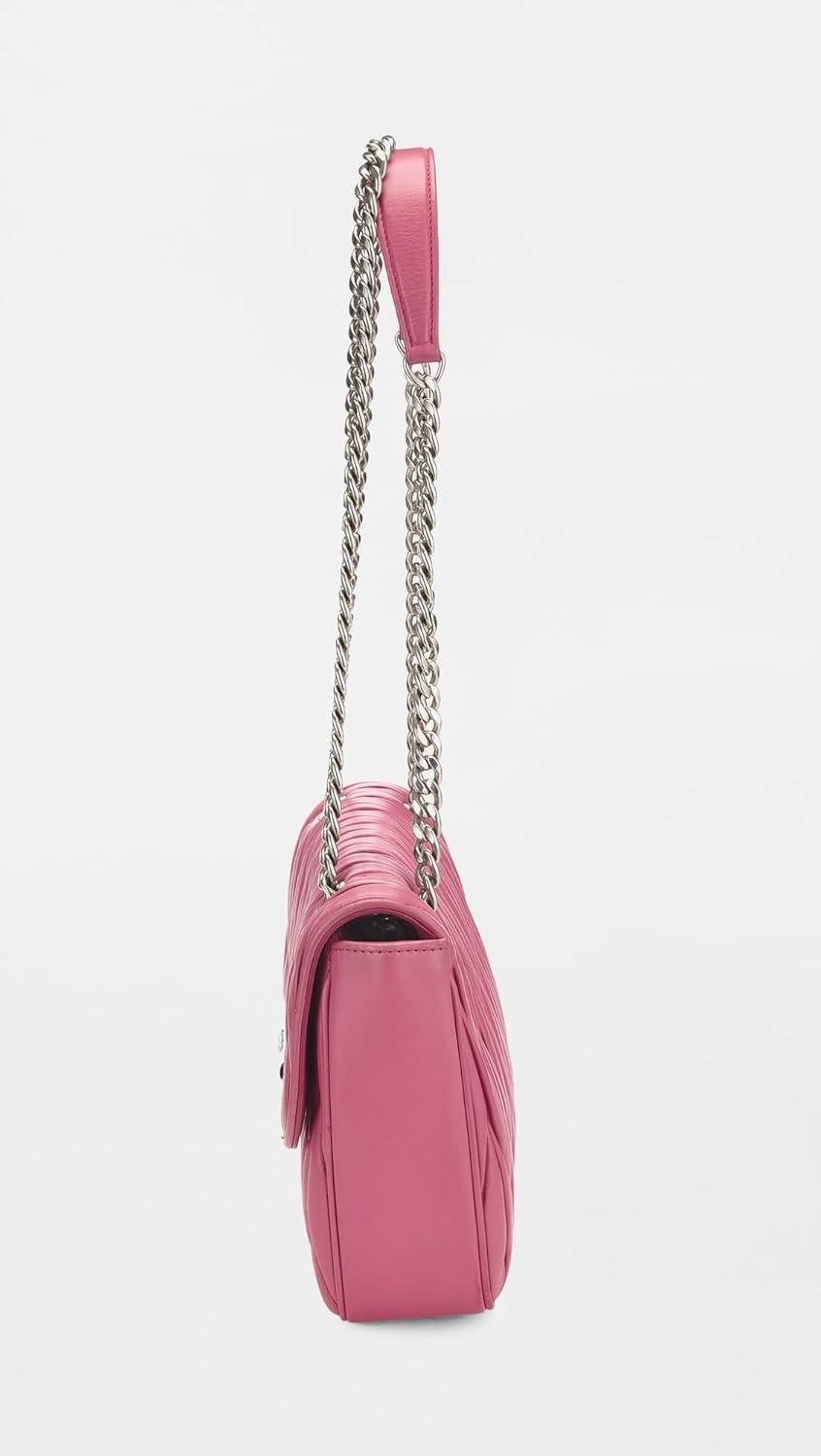 imageWHAT GOES AROUND COMES AROUND Womens PreLoved Miu Miu Pink Nappa Chain Flap Shoulder BagPink