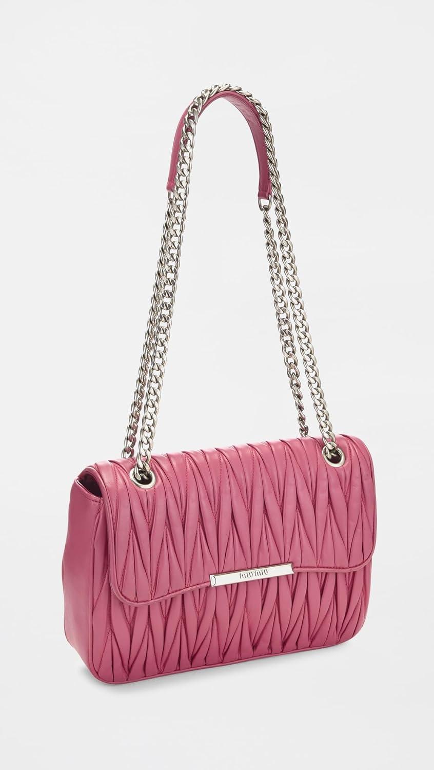imageWHAT GOES AROUND COMES AROUND Womens PreLoved Miu Miu Pink Nappa Chain Flap Shoulder BagPink