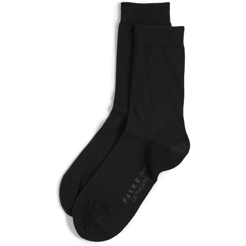 imageFALKE Womens Softmerino Socks Merino Wool Cotton Crew 1 PairBlack