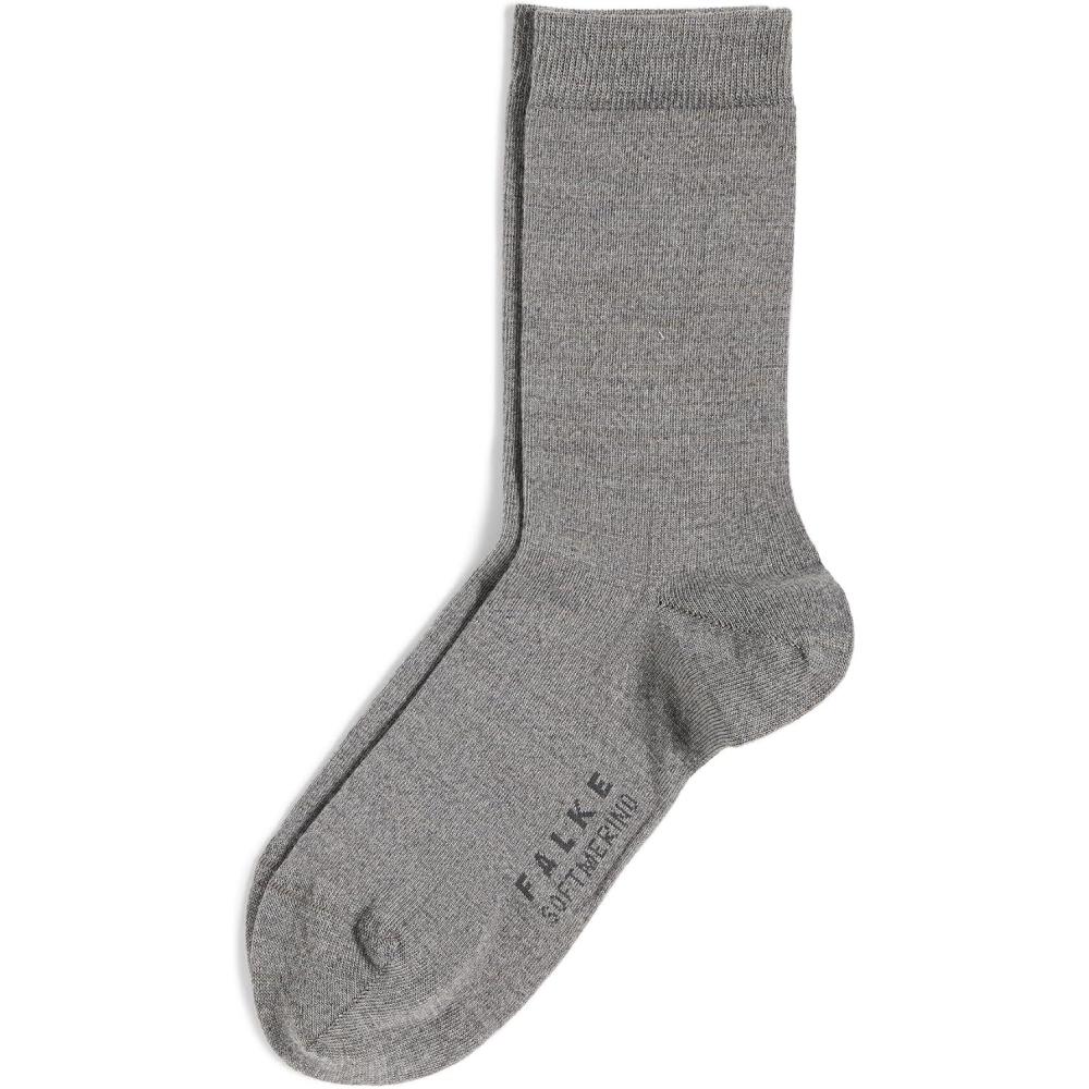 imageFALKE Womens Softmerino Socks Merino Wool Cotton Crew 1 PairLight Grey