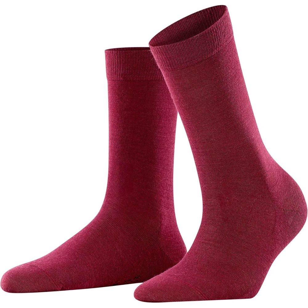 imageFALKE Womens Softmerino Socks Merino Wool Cotton Crew 1 PairRed Wine 8010