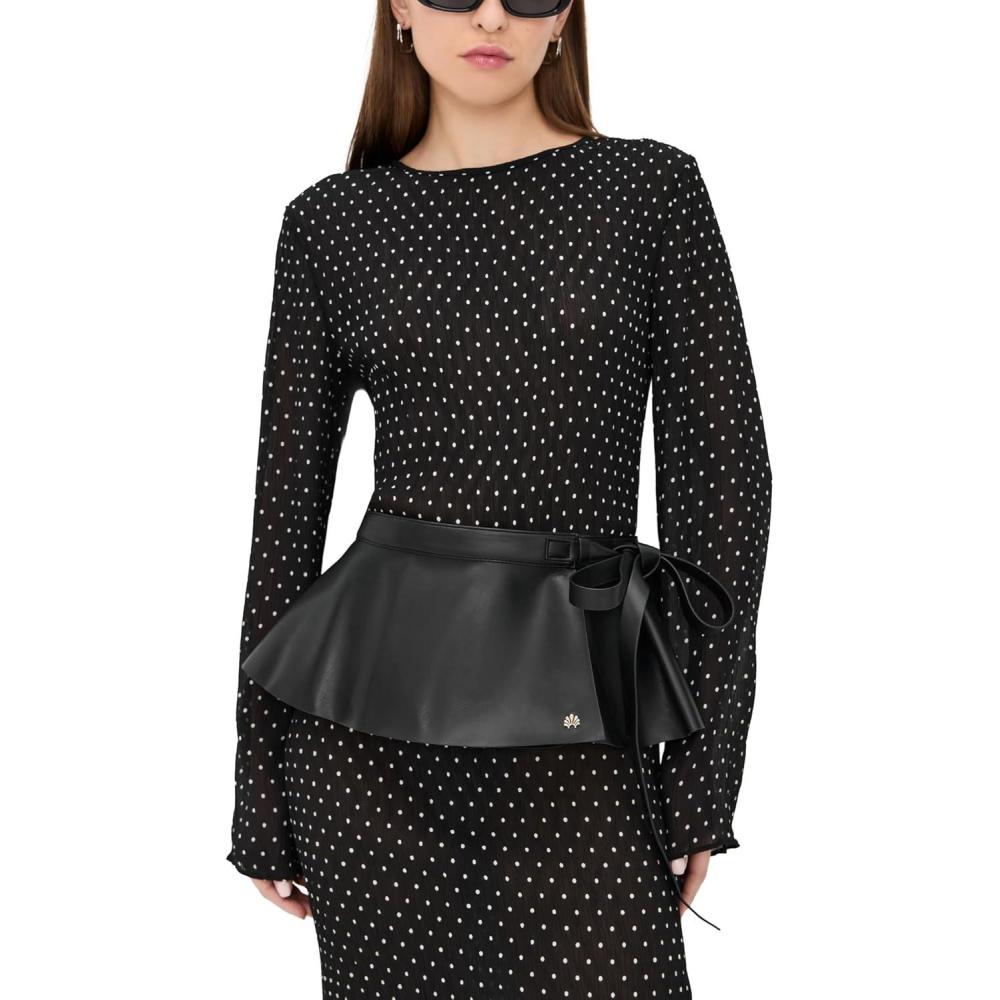 imageLele Sadoughi Womens Faux Leather Peplum BeltJet