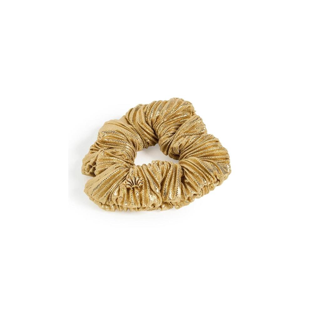 imageLele Sadoughi Womens Metallic Scrunchie Gold One SizeGold