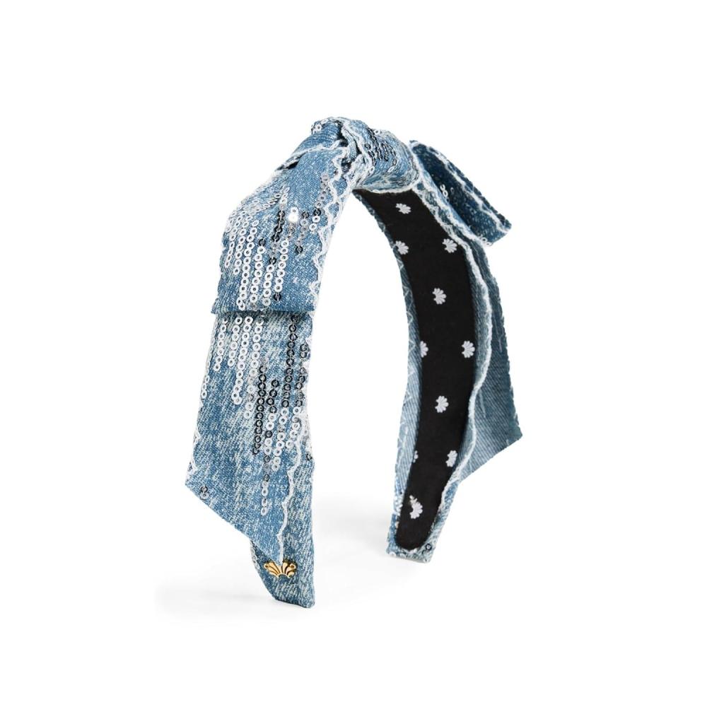 imageLele Sadoughi Womens Shirley Scalloped Sequin Headband Light Denim Blue One SizeLight Denim