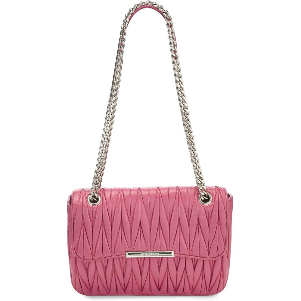 imageWHAT GOES AROUND COMES AROUND Womens PreLoved Miu Miu Pink Nappa Chain Flap Shoulder BagPink