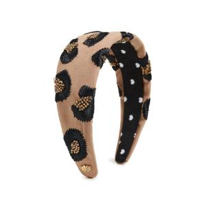 Lele Sadoughi Women’s Brigitte Leopard Embroidered Headband, Espresso, Print, One Size(Espresso)