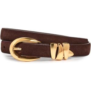 Madewell Women’s Chunky Metal Leather Belt(Chocolate Raisin Suede)