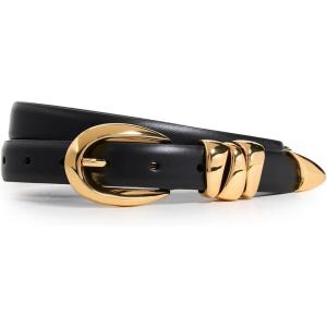 Madewell Women’s Chunky Metal Leather Belt(True Black With Gold Hardware)