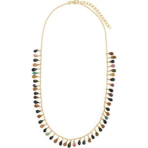 SHASHI Women’s Gemstone Briolette Necklace(Gold/Multi)