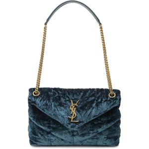 WHAT GOES AROUND COMES AROUND Women’s Pre-Loved YSL Velvet Puffer Lou Lou Small Shoulder Bag(Green)