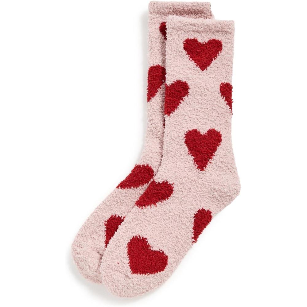 imageBarefoot Dreams Womens CozyChic Heart Print SocksDusty RoseCherry
