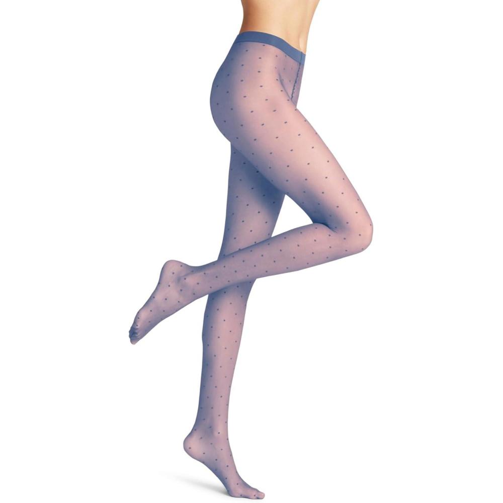 imageFALKE Womens Dot Tights Ultra Sheer 15 Denier Dot Pattern Trendy Stockings 1 PairBlue Smoky Blue 6483