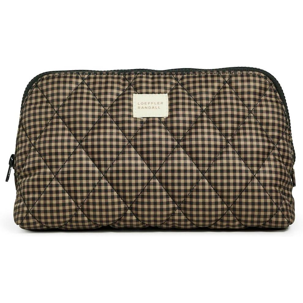 imageLoeffler Randall Womens Frances Cosmetic Pouch BrownBlack Check One SizeBrownBlack Check
