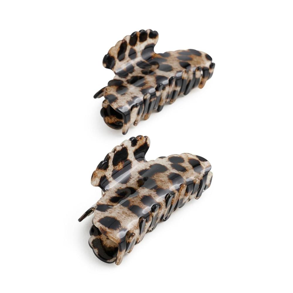 imageLoeffler Randall Womens Yuri Scallop Acetate Hair Clip Set TanCrystal One SizeBrushed Leopard
