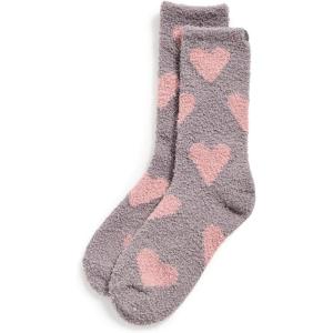 Barefoot Dreams Women’s CozyChic Heart Print Socks(Beach Rock/Bloom)