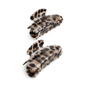 Loeffler Randall Women’s Yuri Scallop Acetate Hair Clip Set, Tan/Crystal, One Size(Brushed Leopard)