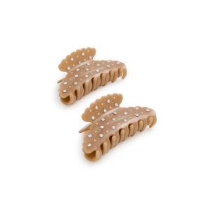 Loeffler Randall Women’s Yuri Scallop Acetate Hair Clip Set, Tan/Crystal, One Size(Tan/Crystal)