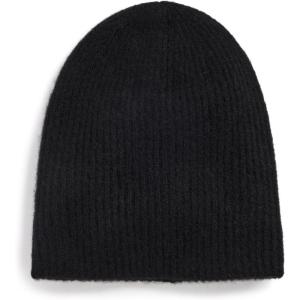 White & Warren Women’s Cashmere Plush Rib Beanie(Black)