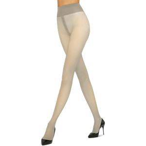 Wolford Individual 10 Den Back Seam Tights for Women Ultra Sheer Matte Pantyhose Logo Waistband Invisible Toe Reinforcement(Ecrue)