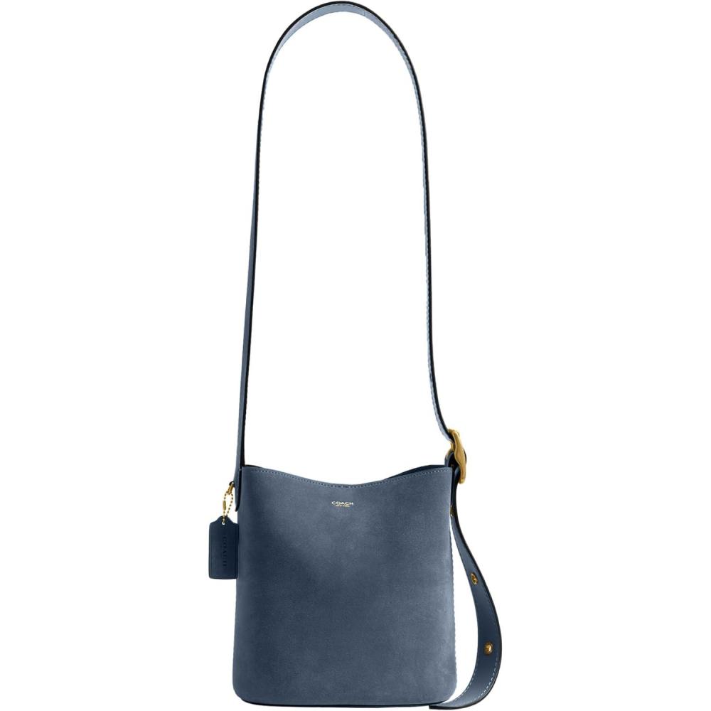imageCOACH Womens Suede Bleecker Bucket BagLight Denim Suede