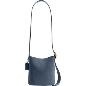 COACH Women’s Suede Bleecker Bucket Bag(Light Denim Suede)