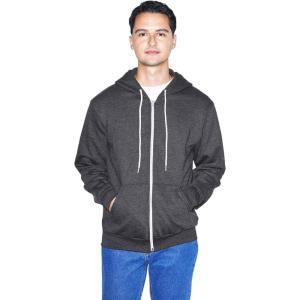 American Apparel mens Flex Fleece Long Sleeve Zip Hoodie(Dark Heather Grey)