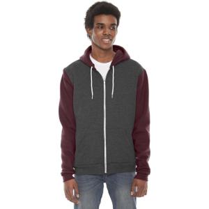 American Apparel mens Flex Fleece Long Sleeve Zip Hoodie(Dark Heather Grey/Truffle)