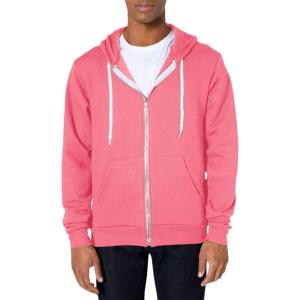 American Apparel mens Flex Fleece Long Sleeve Zip Hoodie(Neon Heather Pink)