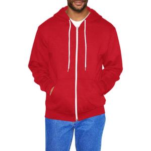 American Apparel mens Flex Fleece Long Sleeve Zip Hoodie(Red)
