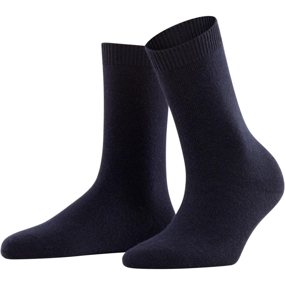 imageFALKE Womens Cosy Wool Socks Soft Warming Merino Cashmere 1 PairBlue Dark Navy 6375