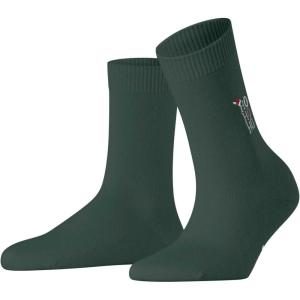 FALKE Women’s Cosy Wool Socks, Soft Warming Merino Cashmere, 1 Pair(Green Hunter Green 7441 Ho Ho Ho)