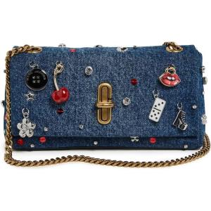 Marc Jacobs Women’s The Trinket Charm Denim Dual Chain Mini Bag(Medium Wash Multi)